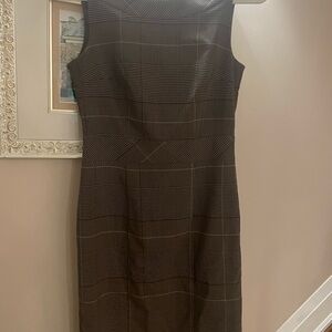 H&M Chic Brown Checkered Midi Dress